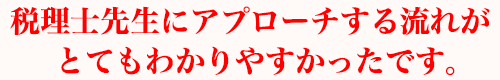 税理士先生にアプローチする流れがとてもわかりやすかったです。