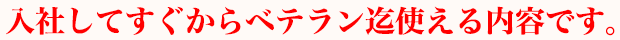 入社してすぐからベテラン迄使える内容です。