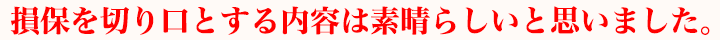 損保を切り口とする内容は素晴らしいと思いました。